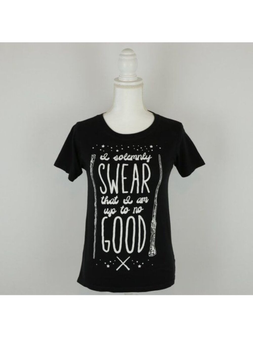 Harry Potter Women's Small Black & White Graphic Crewneck Short Sleeve Tee